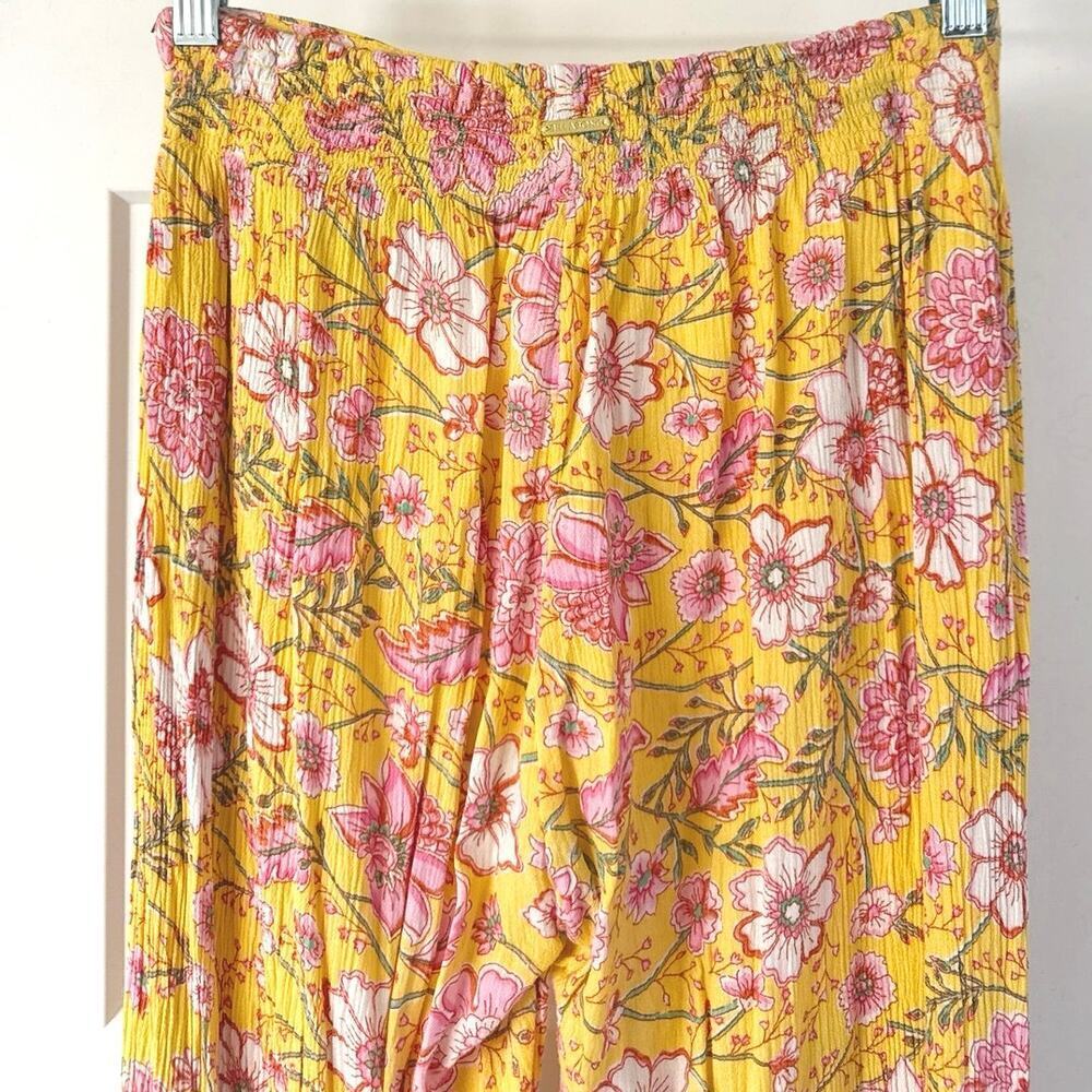 Billabong Split Spirit Floral Wide Leg Pants Golden Peach Womens Small - Picture 9 of 11